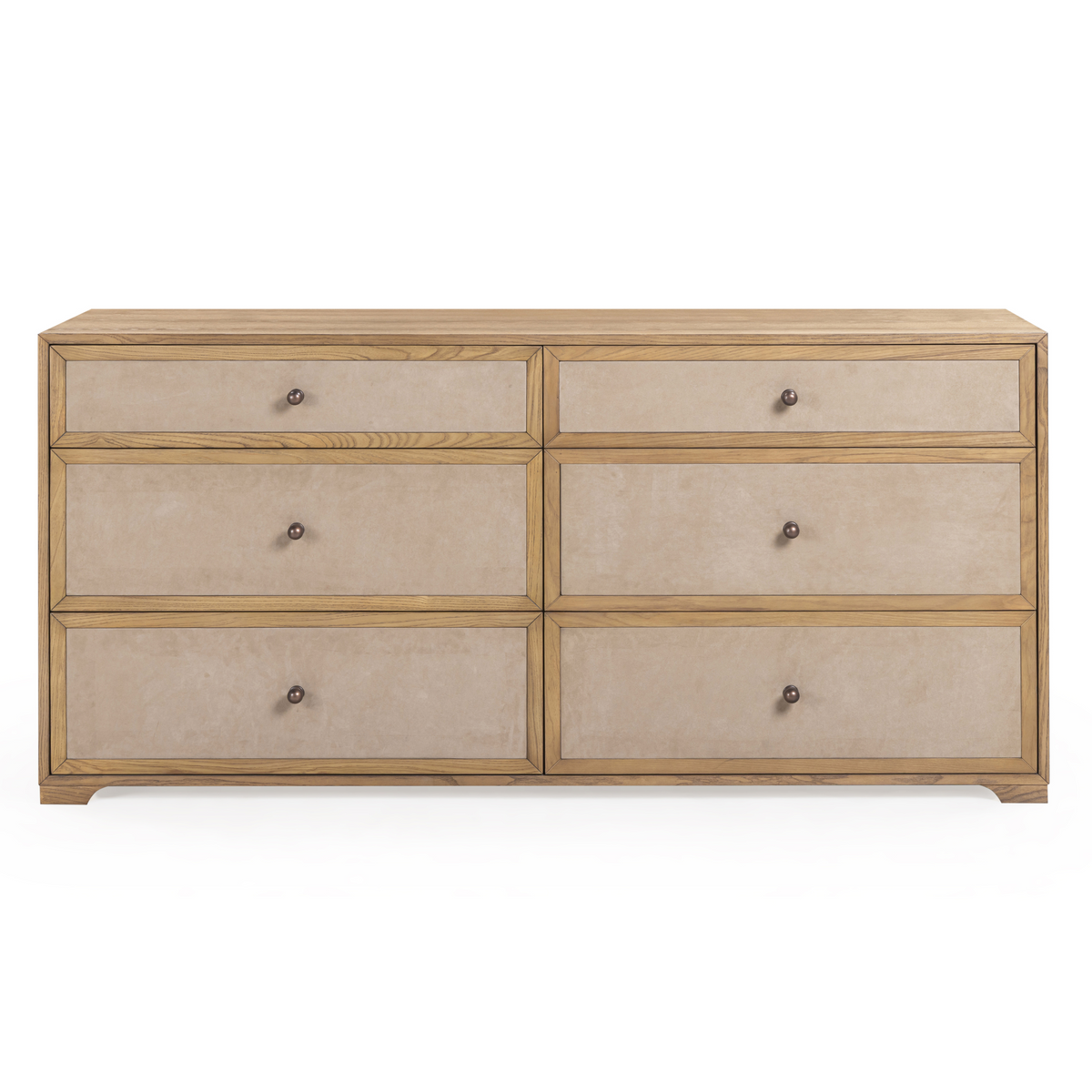 TOV Furniture Laurentis Light Taupe Suede and Wood 6-Drawer Dresser