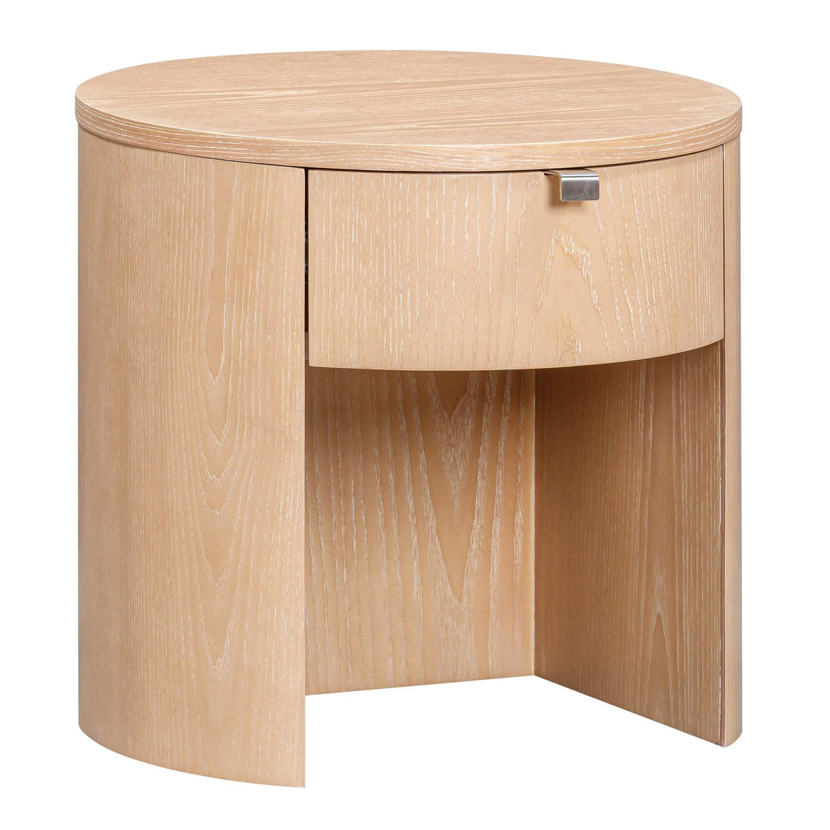 TOV Furniture Marlow Natural Wood Round Nightstand With Drawer in natural acacia, primary product view