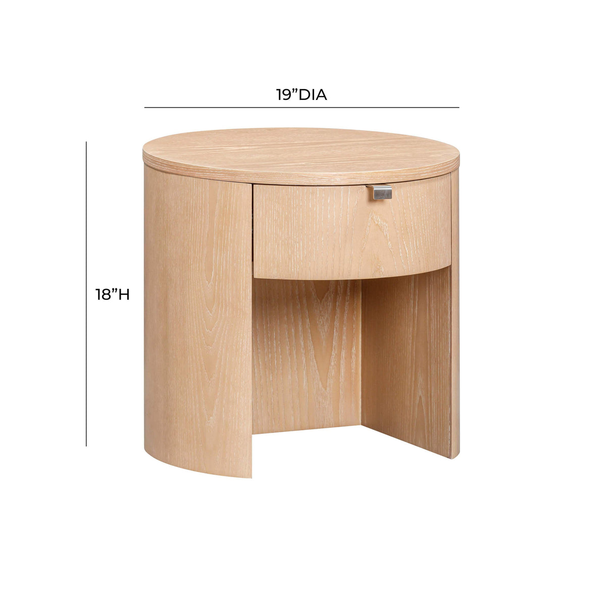 TOV Furniture Marlow Natural Wood Round Nightstand With Drawer
