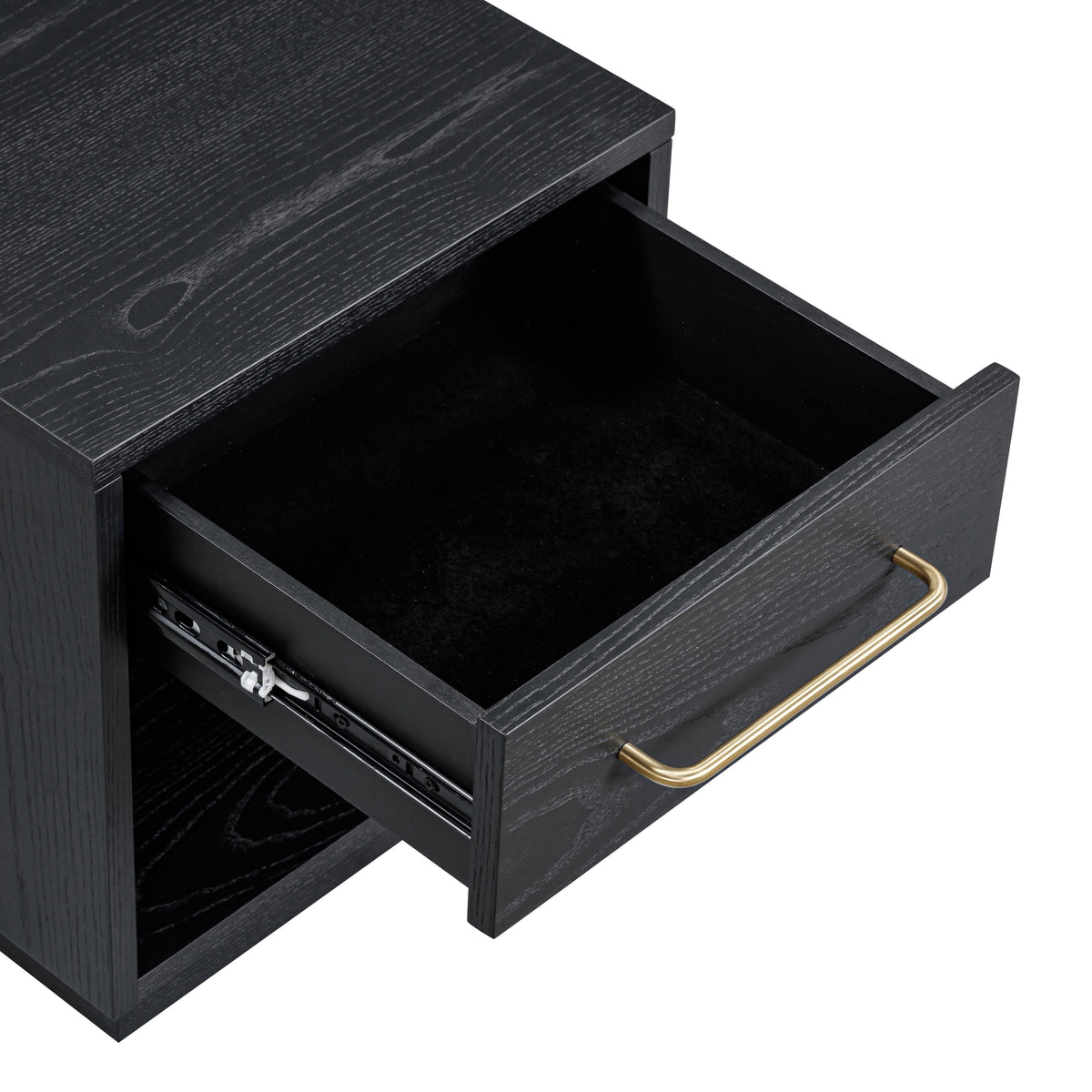 TOV Furniture Marlow Black Wood Nightstand With Drawer