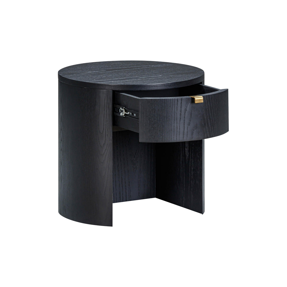 TOV Furniture Marlow Black Wood Round Nightstand With Drawer