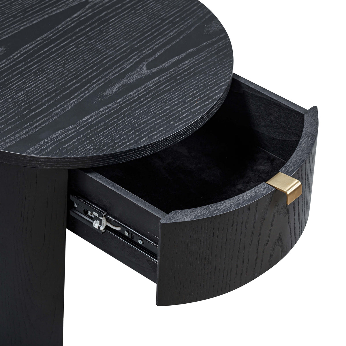 TOV Furniture Marlow Black Wood Round Nightstand With Drawer