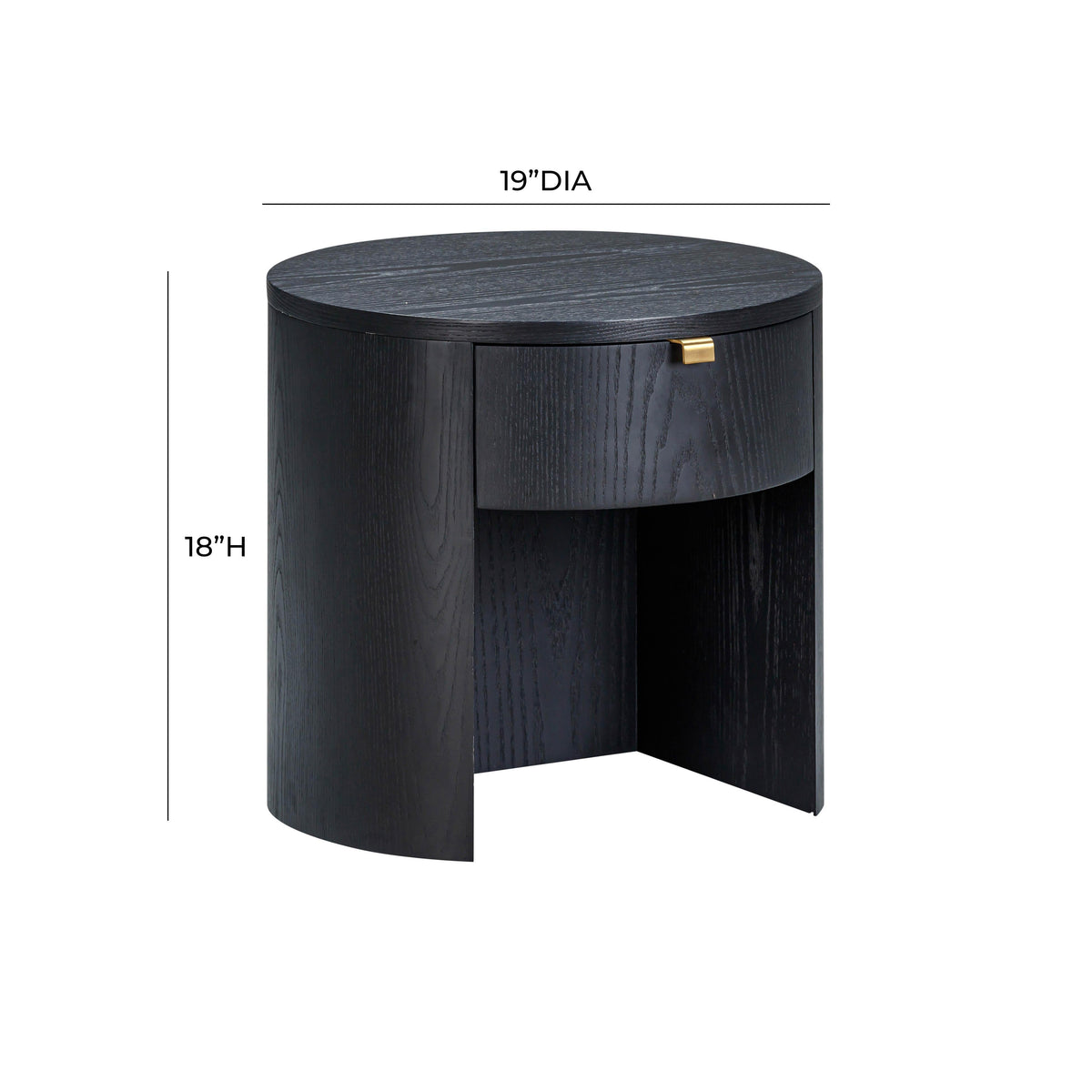 TOV Furniture Marlow Black Wood Round Nightstand With Drawer