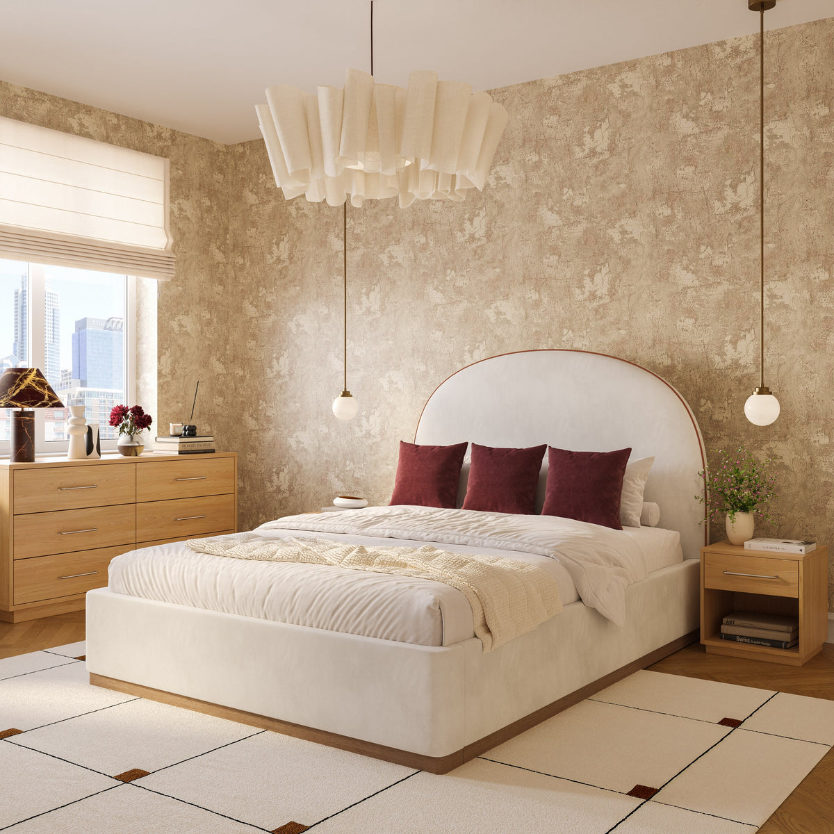 TOV Furniture Marlow Cream Performance Velvet Bed