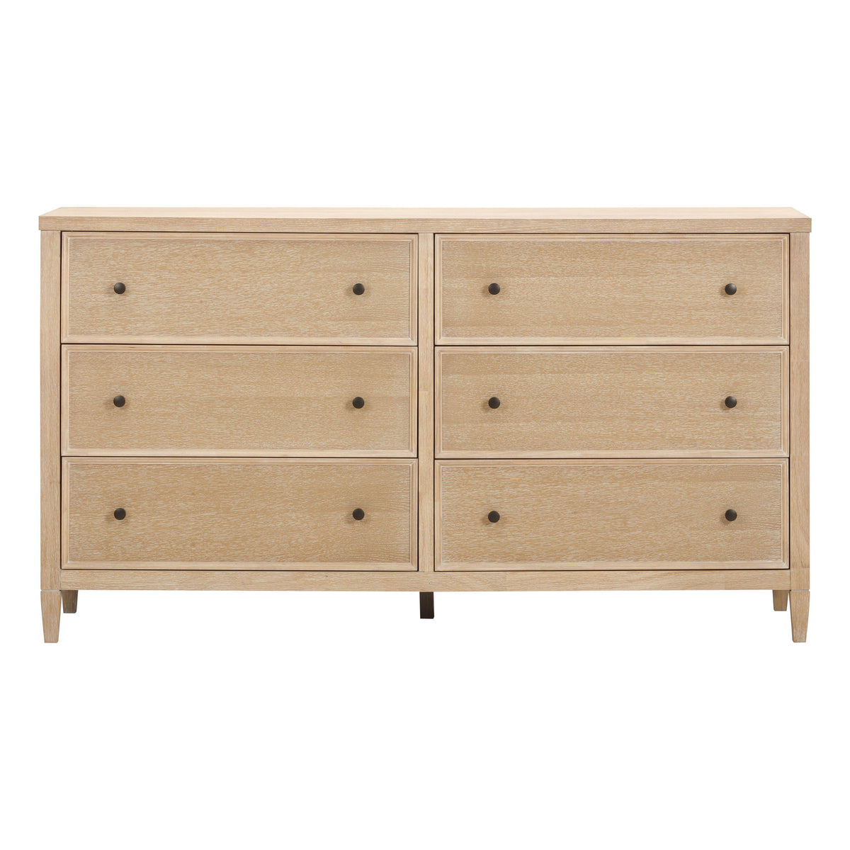 TOV Furniture Bristol Park Whitewashed Oak Wood 6-Drawer Dresser