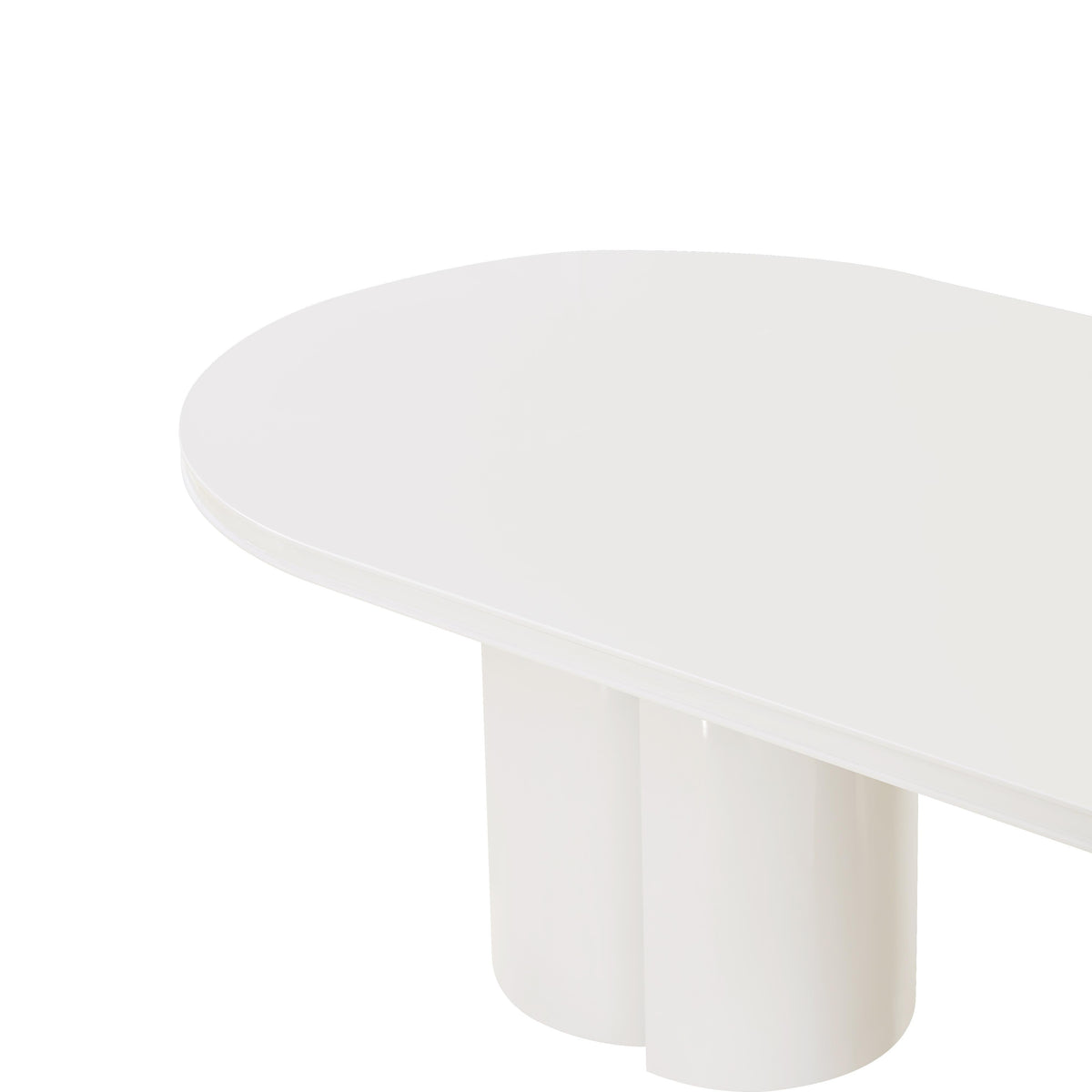 TOV Furniture Elora White Lacquer 79in Oval Dining Table