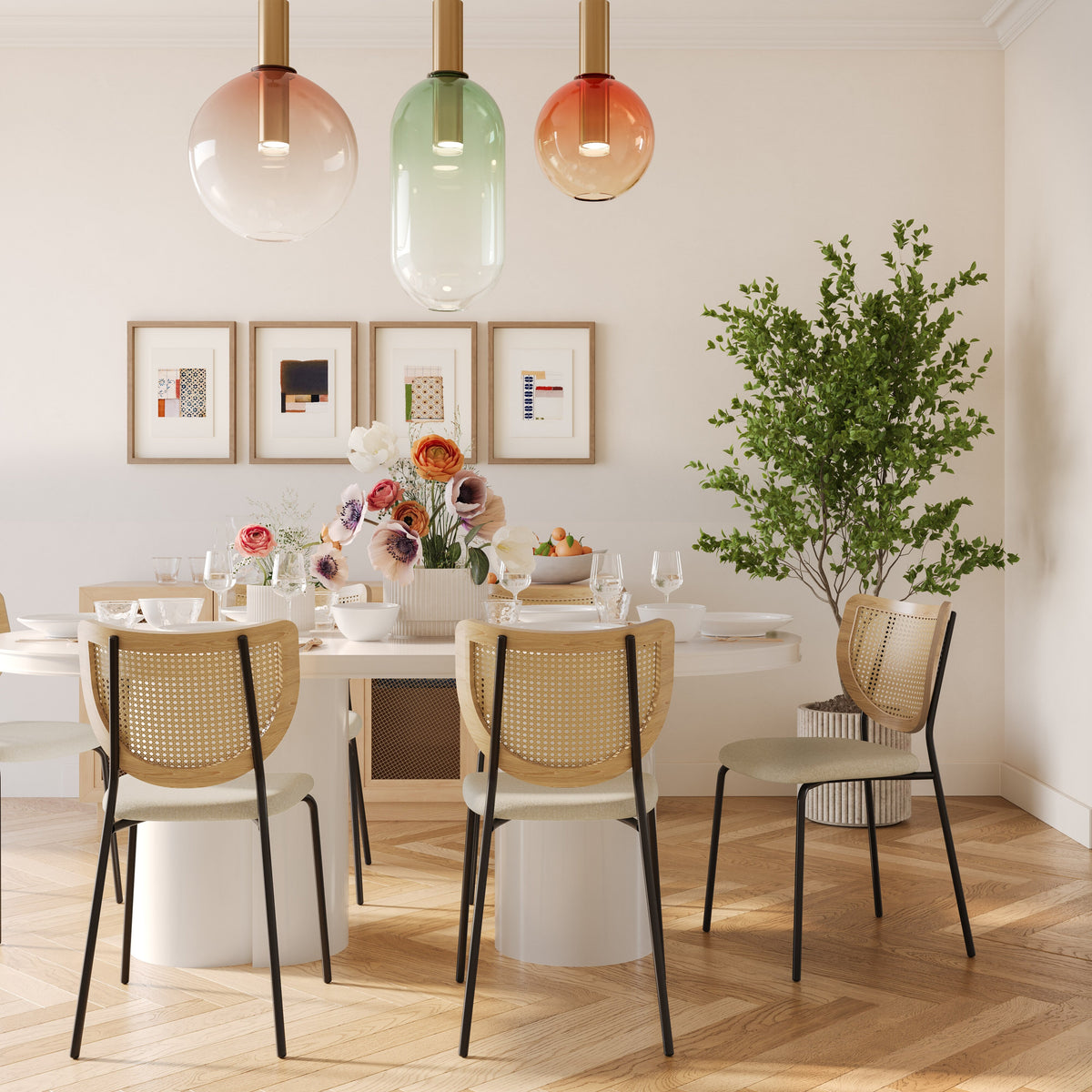 TOV Furniture Elora White Lacquer 79in Oval Dining Table