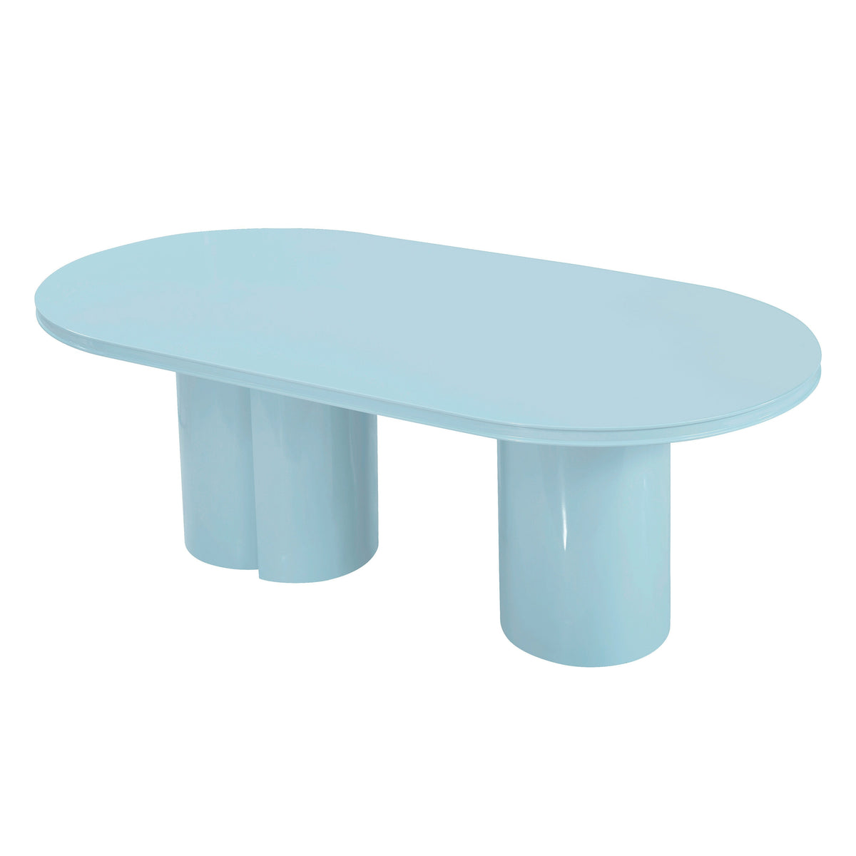 TOV Furniture Elora Blue Lacquer 79in Oval Dining Table