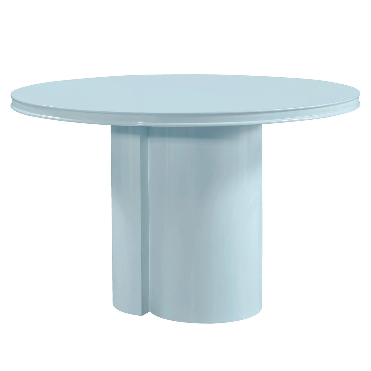 TOV Furniture Elora Blue Lacquer Round Dining Table in blue lacquered MDF, primary product view