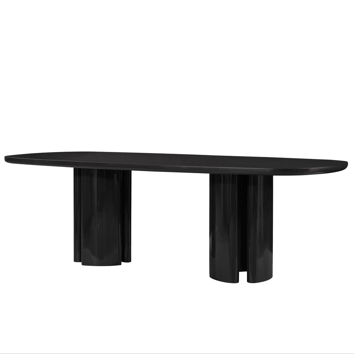 TOV Furniture Zola 94.5" Lacquer Oval Dining Table in black lacquered MDF, primary product view