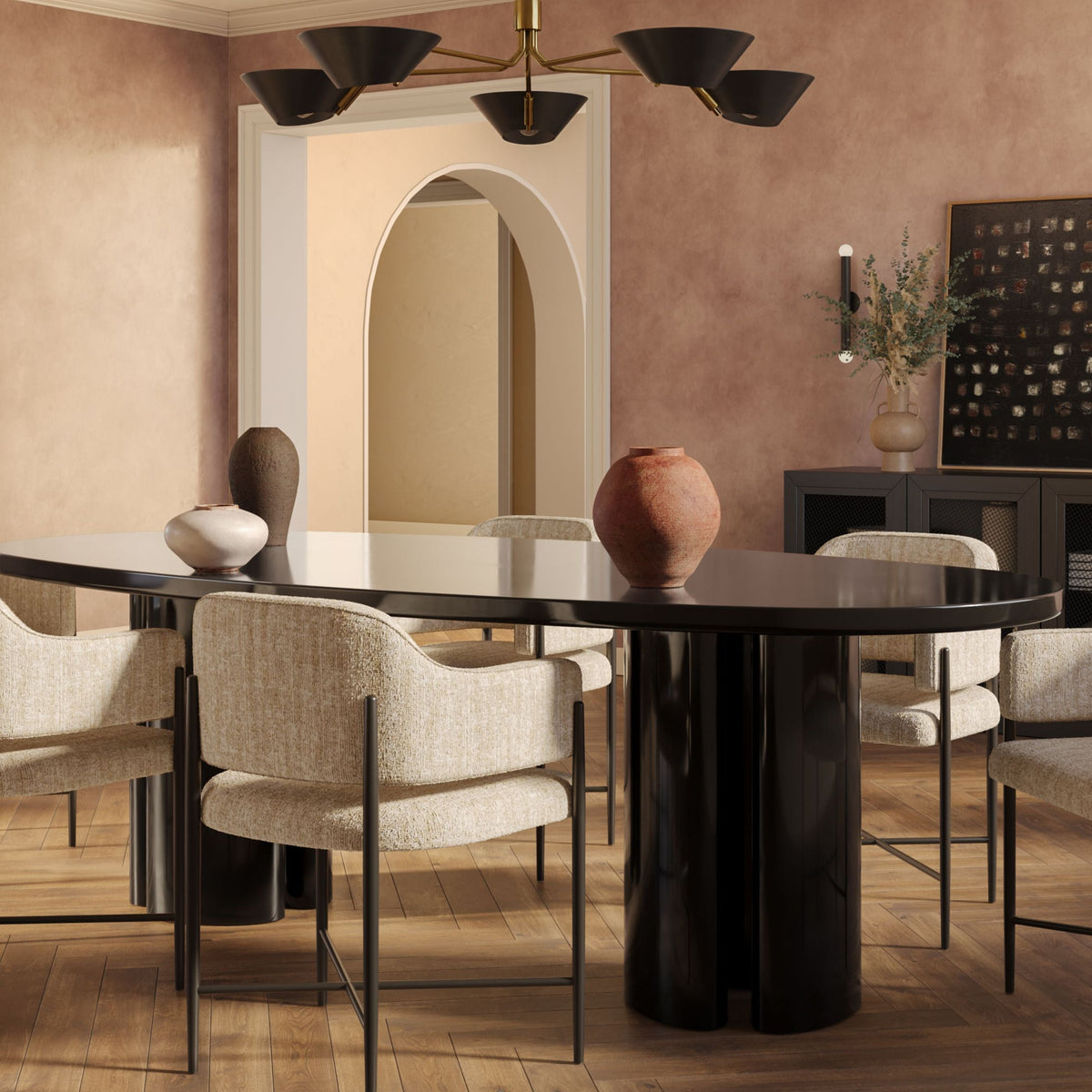 TOV Furniture Zola Black Lacquer Oval Dining Table