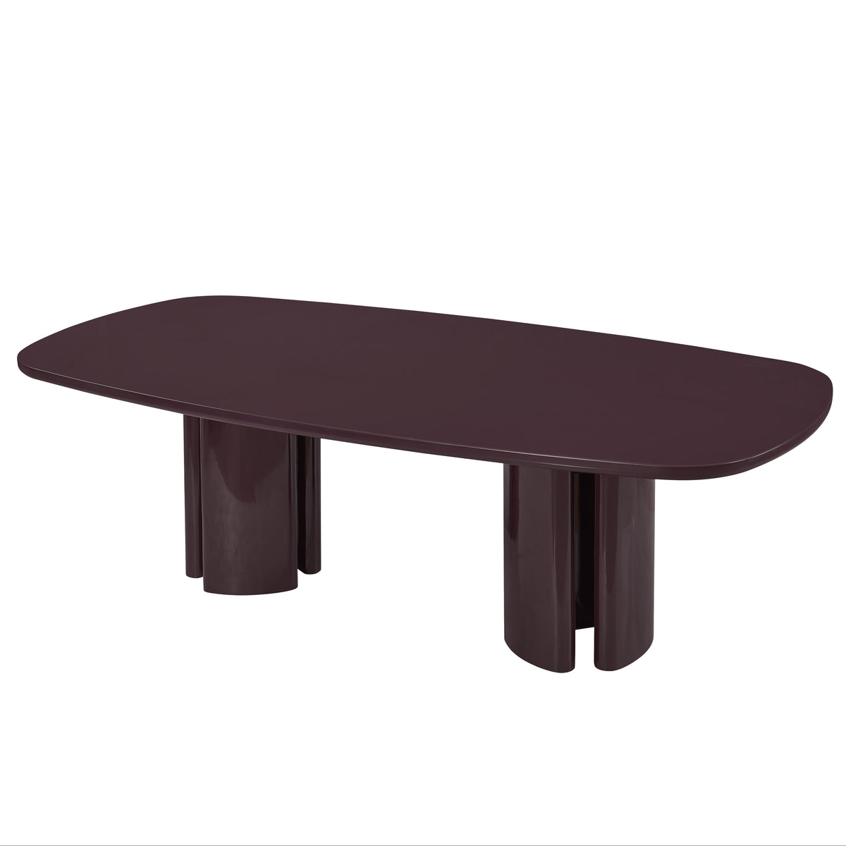 TOV Furniture Zola 94.5" Lacquer Oval Dining Table in burgundy lacquered MDF, primary product view