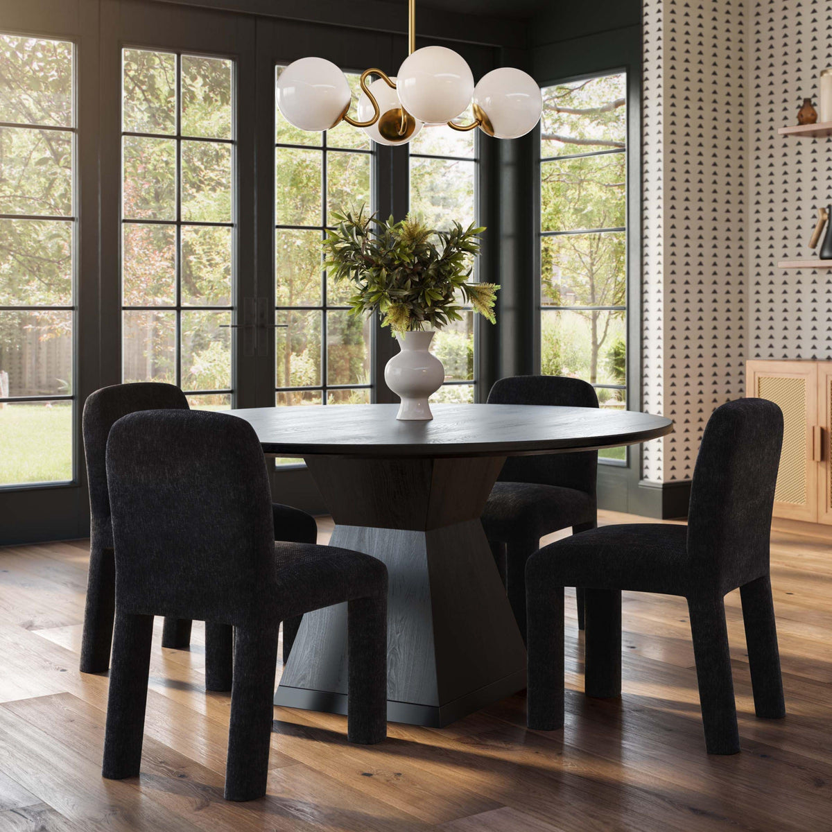TOV Furniture Nolan Black Wood Round Dining Table