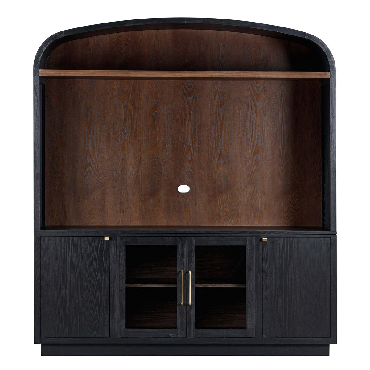 TOV Furniture Marlow Black Wood Entertainment Center in black wood, nickel hardware, primary product view