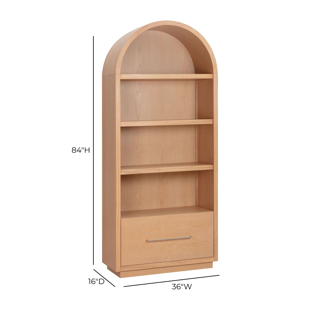 TOV Furniture Marlow Natural Wood Bookcase With File Drawer