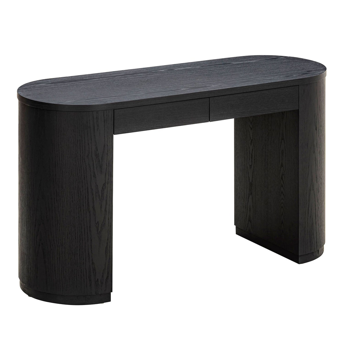 TOV Furniture Marlow Black Wood 2-Drawer Writing Desk in black acacia, primary product view