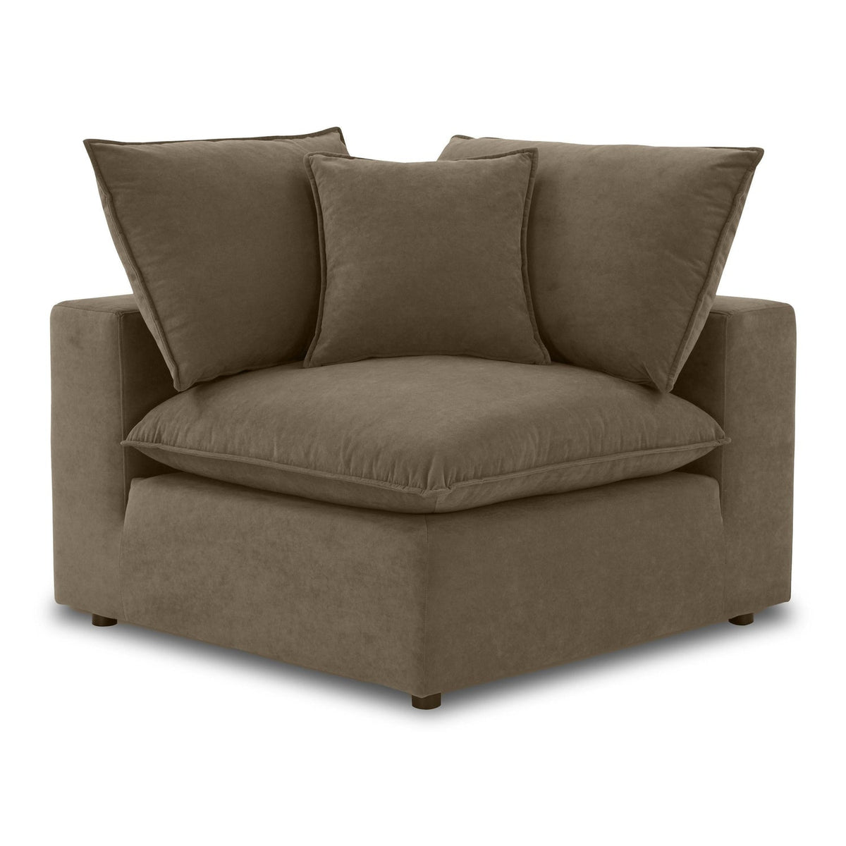 TOV Furniture Cali Chocolate Brown Performance Velvet Corner Chair in chocolate brown velvet, primary product view