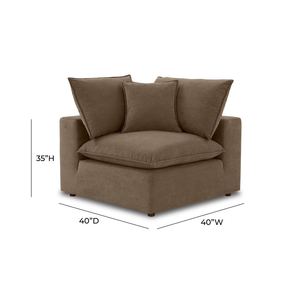 TOV Furniture Cali Chocolate Brown Performance Velvet Corner Chair