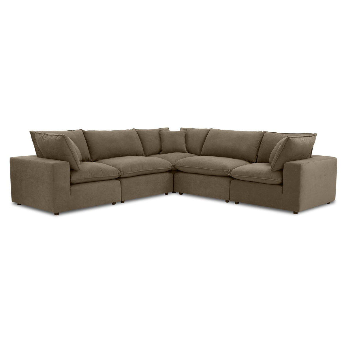 TOV Furniture Cali Chocolate Brown Performance Velvet 5-Piece L-Sectional Sofa in chocolate velvet, primary product view