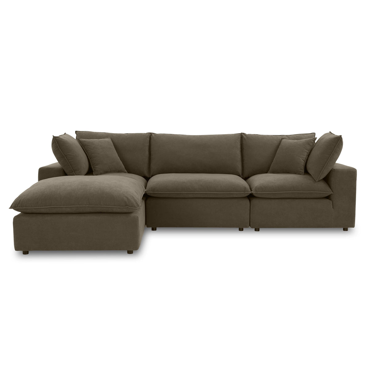 TOV Furniture Cali Chocolate Brown Performance Velvet 4-Piece Sectional Sofa