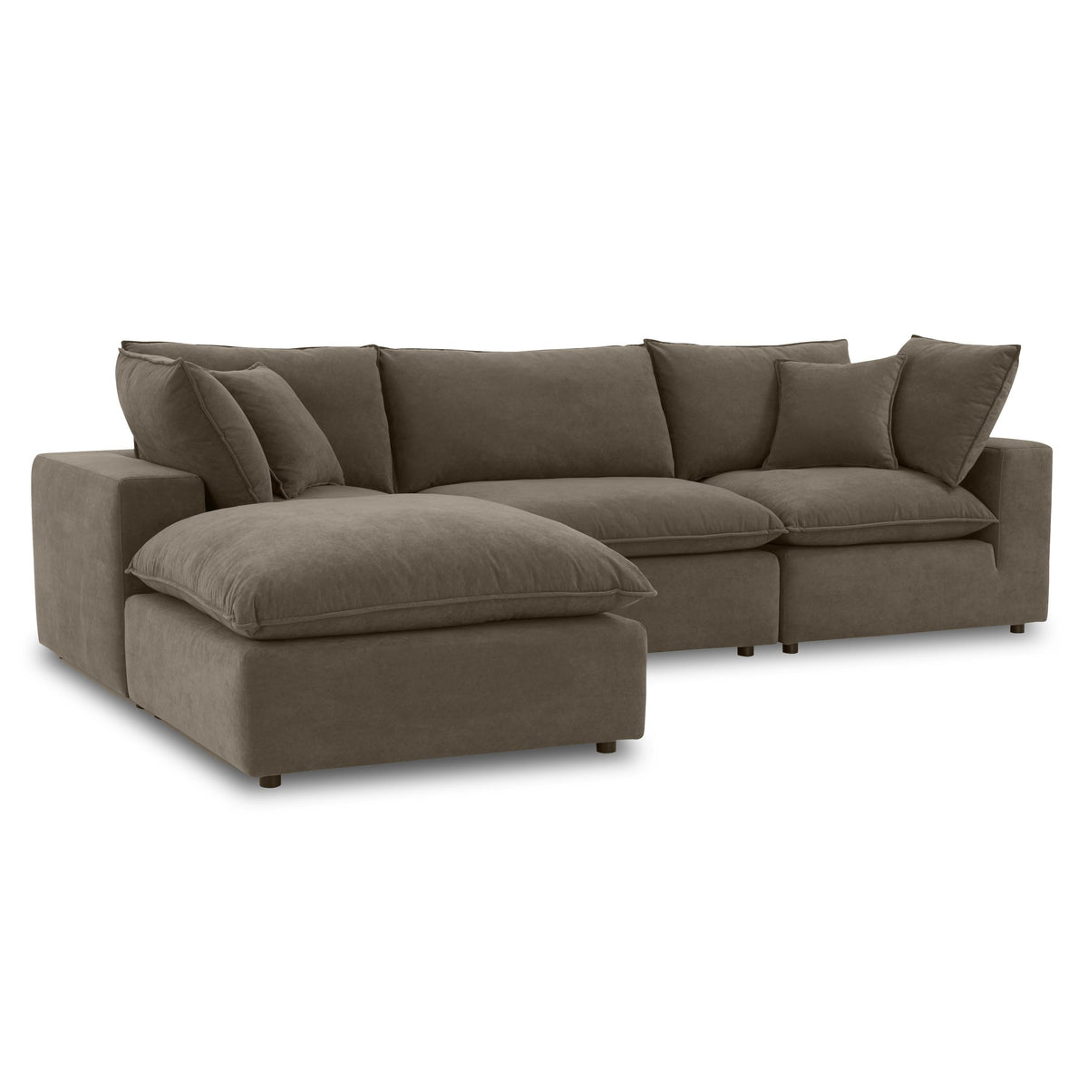 TOV Furniture Cali Chocolate Brown Performance Velvet 4-Piece Sectional Sofa
