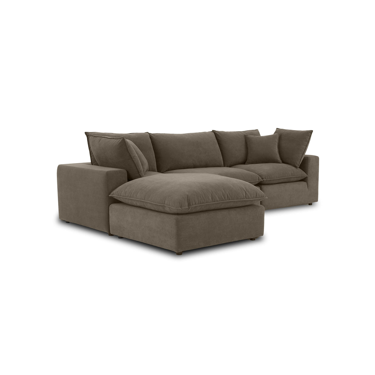 TOV Furniture Cali Chocolate Brown Performance Velvet 4-Piece Sectional Sofa