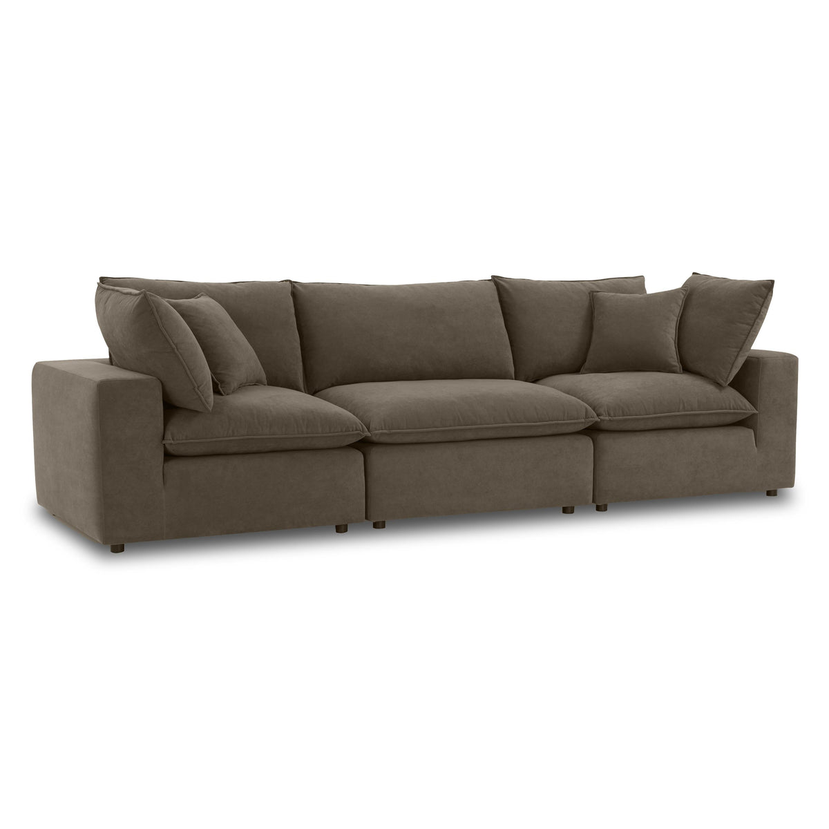 TOV Furniture Cali Chocolate Brown Performance Velvet 120in Modular Sofa
