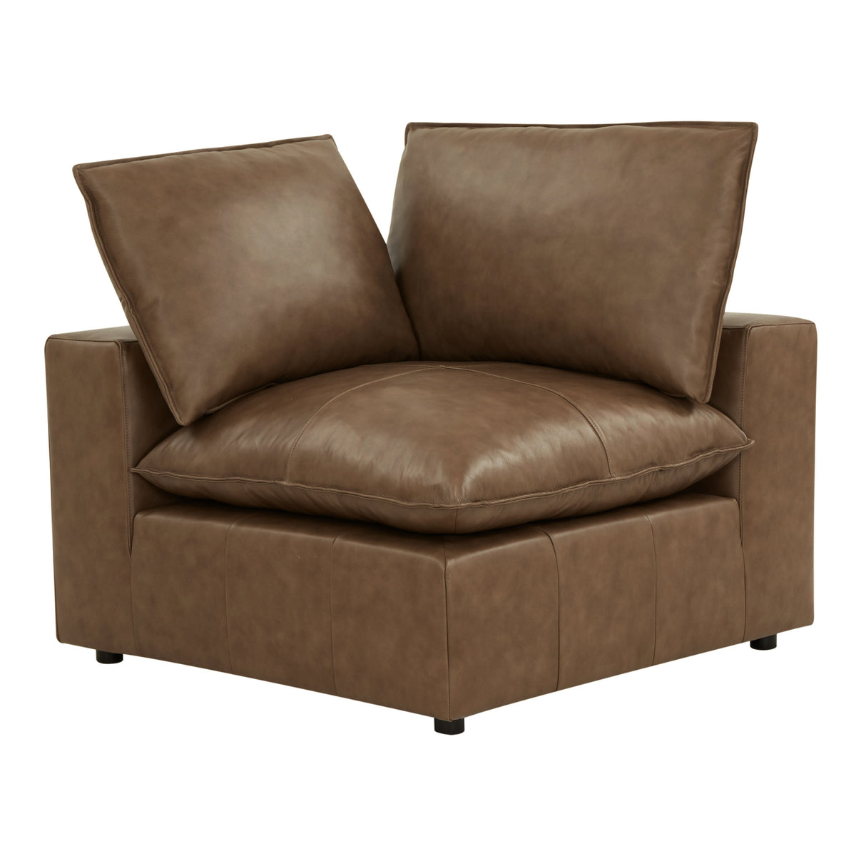 TOV Furniture Cali Brown Leather Modular Corner Chair in brown leather, primary product view