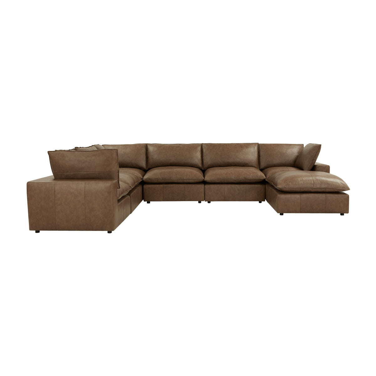 TOV Furniture Cali Brown Leather 7-Piece Modular Large Chaise Sectional Sofa