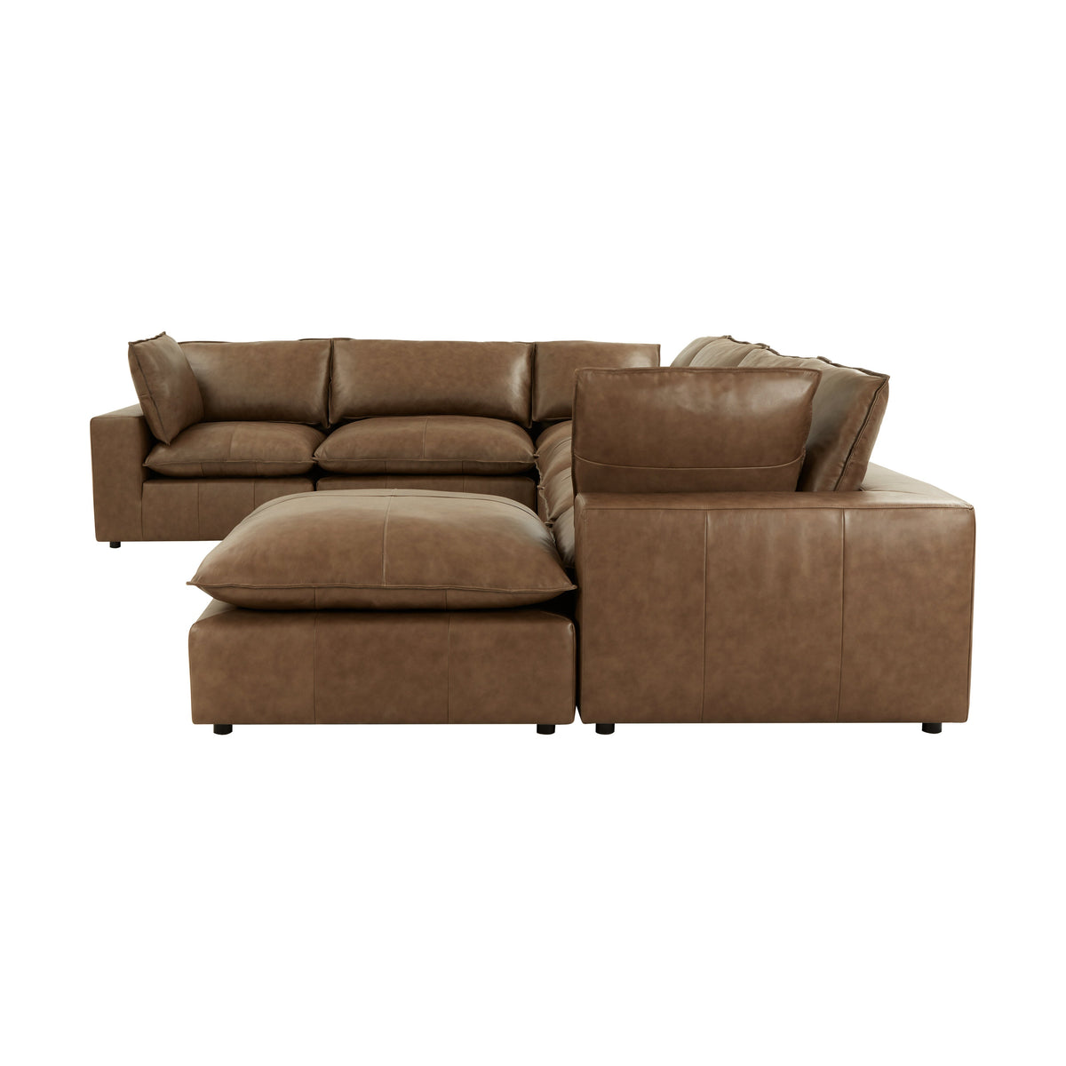 TOV Furniture Cali Brown Leather 7-Piece Modular Large Chaise Sectional Sofa