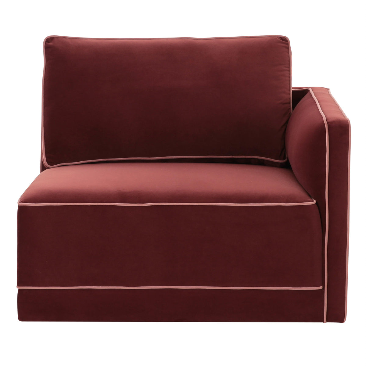 TOV Furniture Willow Performance Velvet Modular RAF Corner Chair in red performance velvet, primary product view