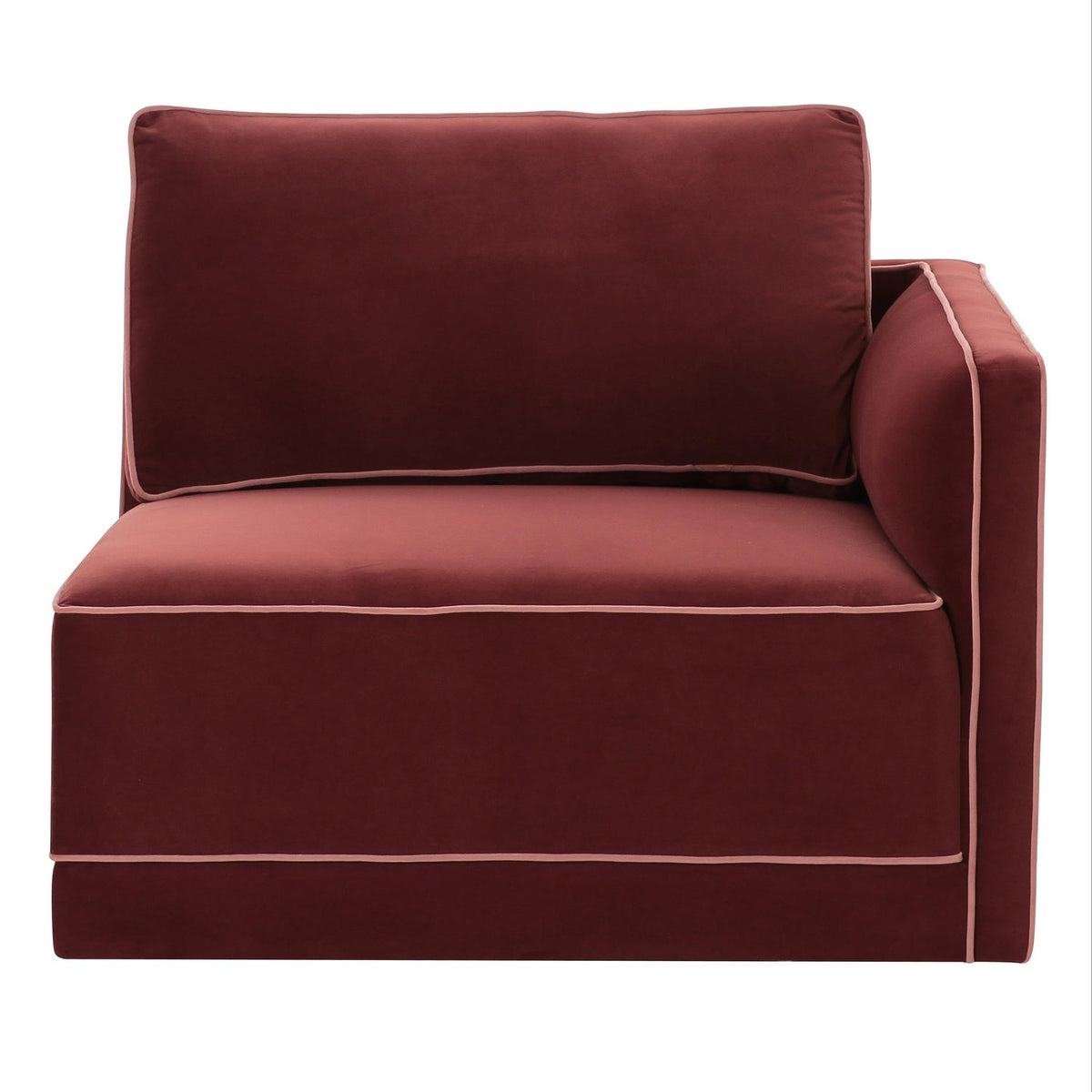 TOV Furniture Willow Performance Velvet Modular RAF Corner Chair in red performance velvet, primary product view