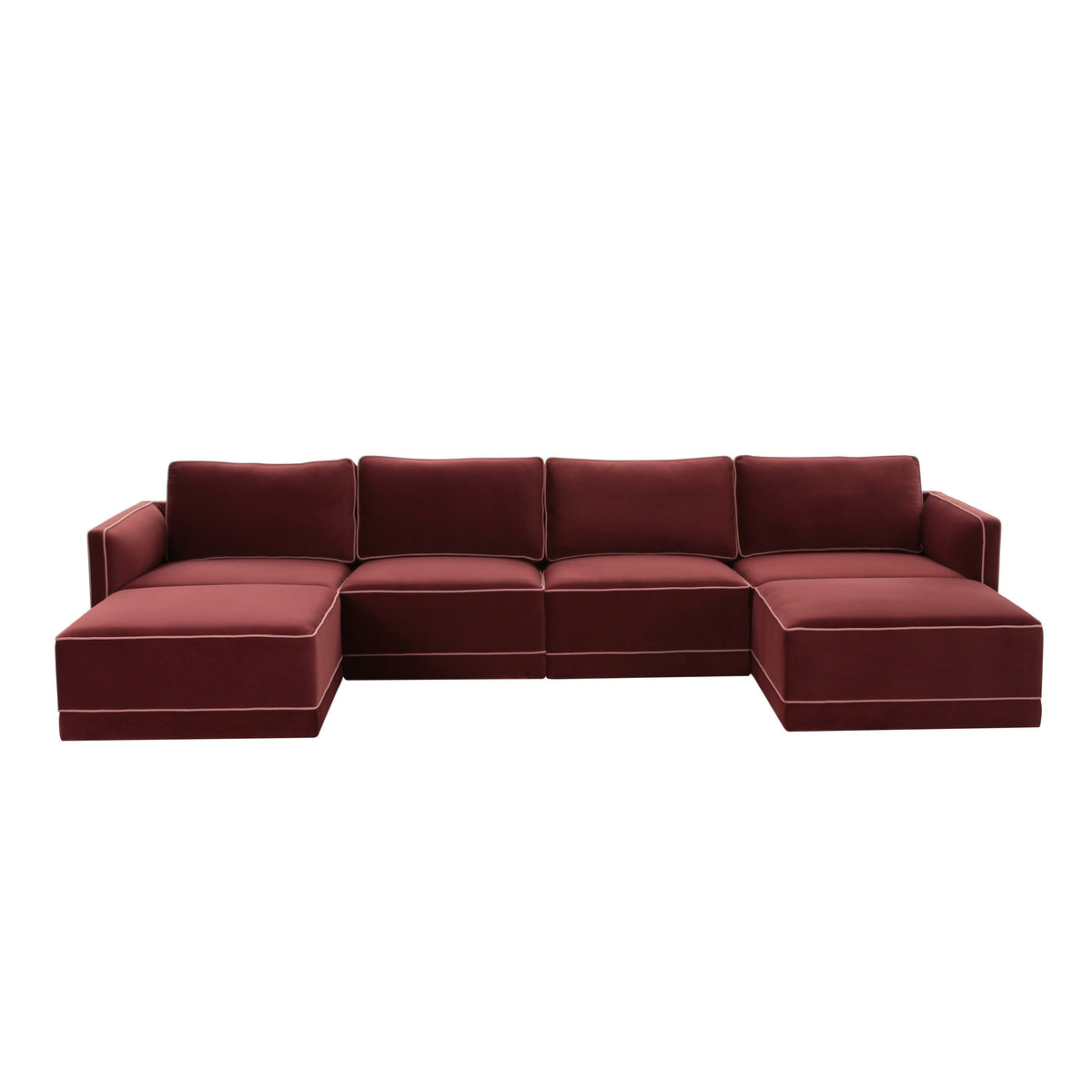 TOV Furniture Willow Red Performance Velvet Modular 6-Piece U Sectional Sofa
