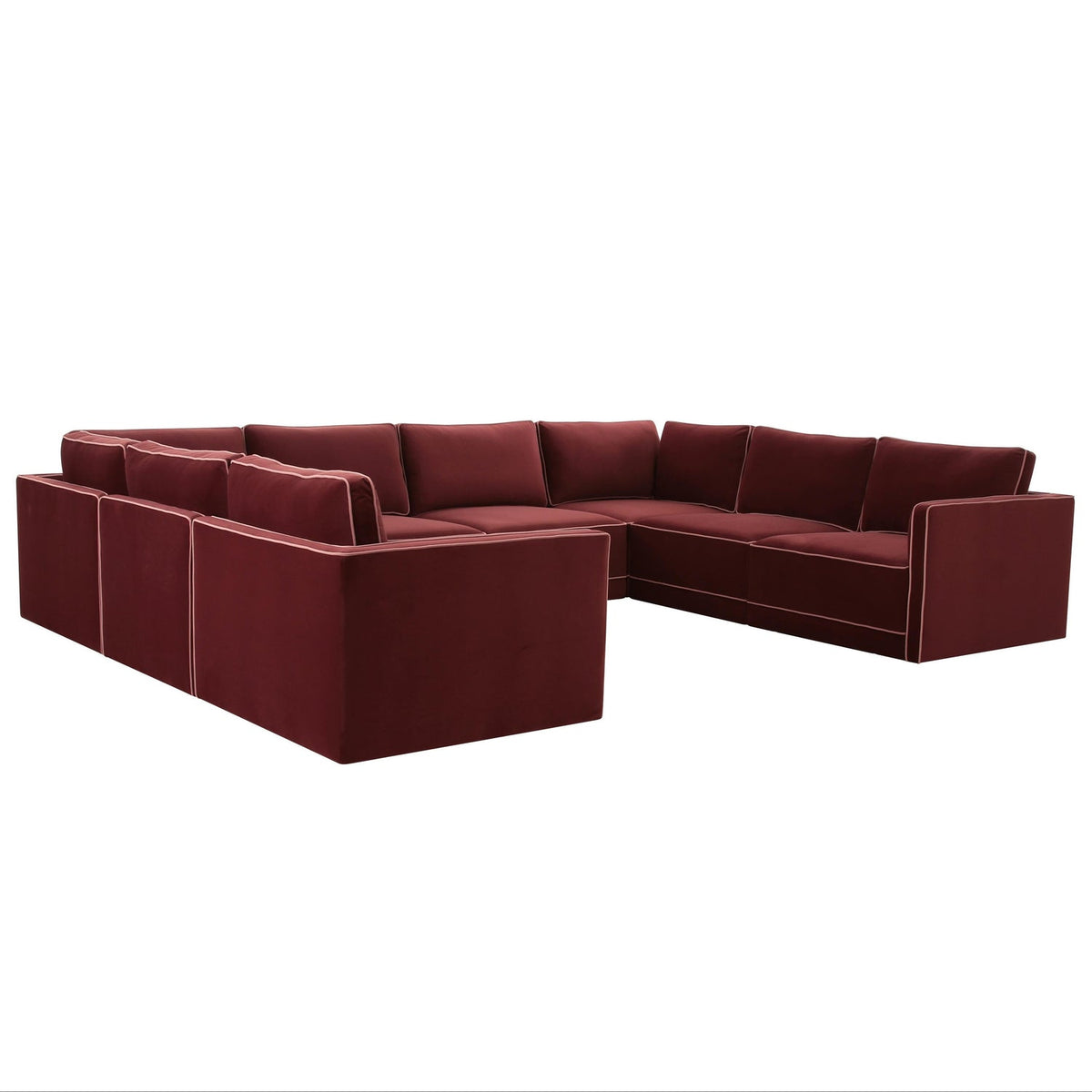 TOV Furniture Willow 8-Piece Performance Velvet Modular Large U Sectional in Red Plywood, primary product view