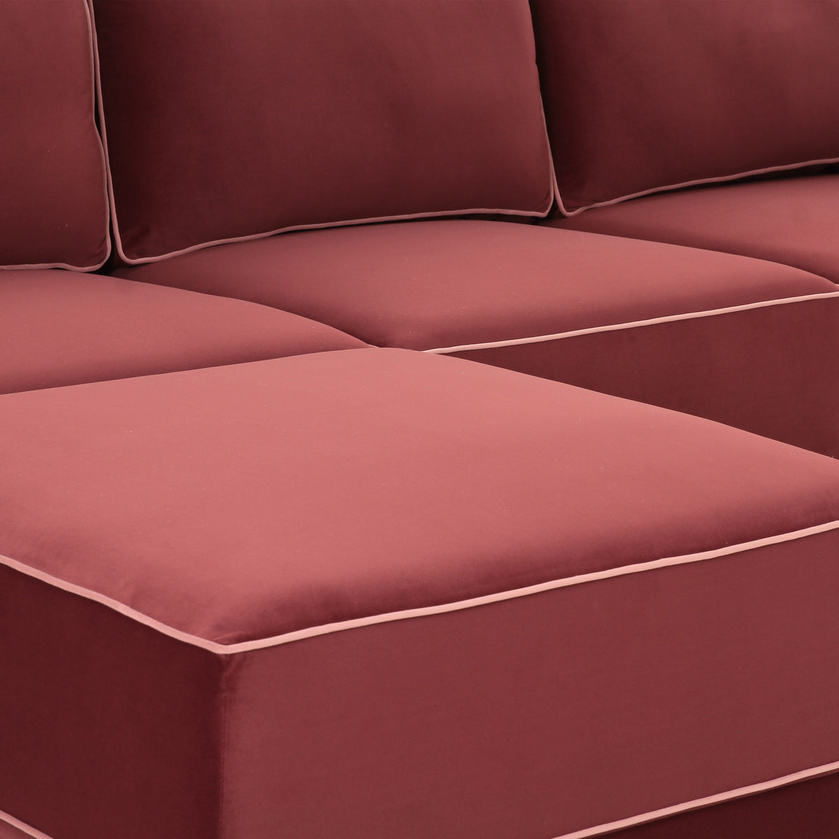 TOV Furniture Willow Red Performance Velvet Modular 5-Piece Left Facing Sectional Sofa