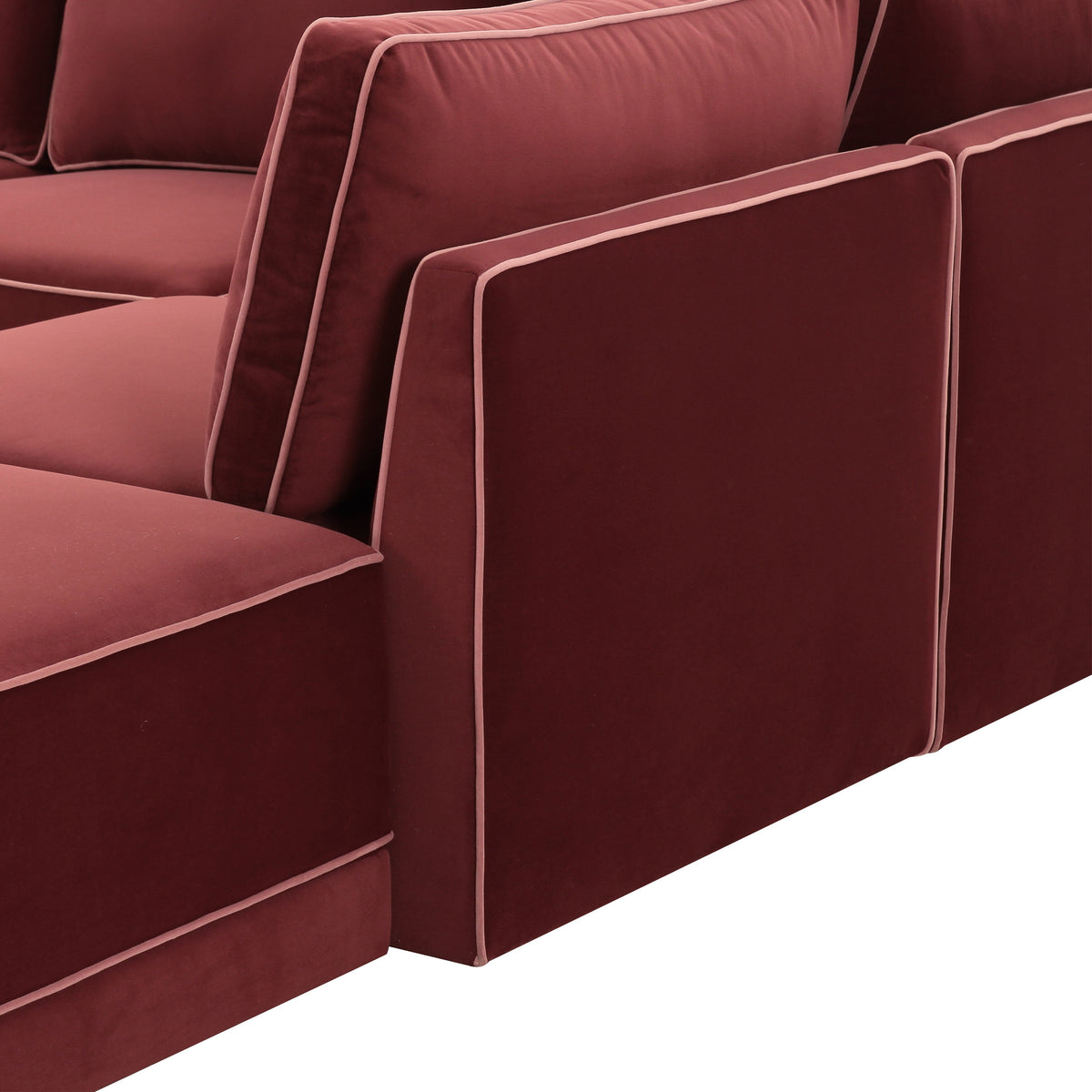 TOV Furniture Willow Red Performance Velvet Modular Right Facing 5-Piece Sectional Sofa