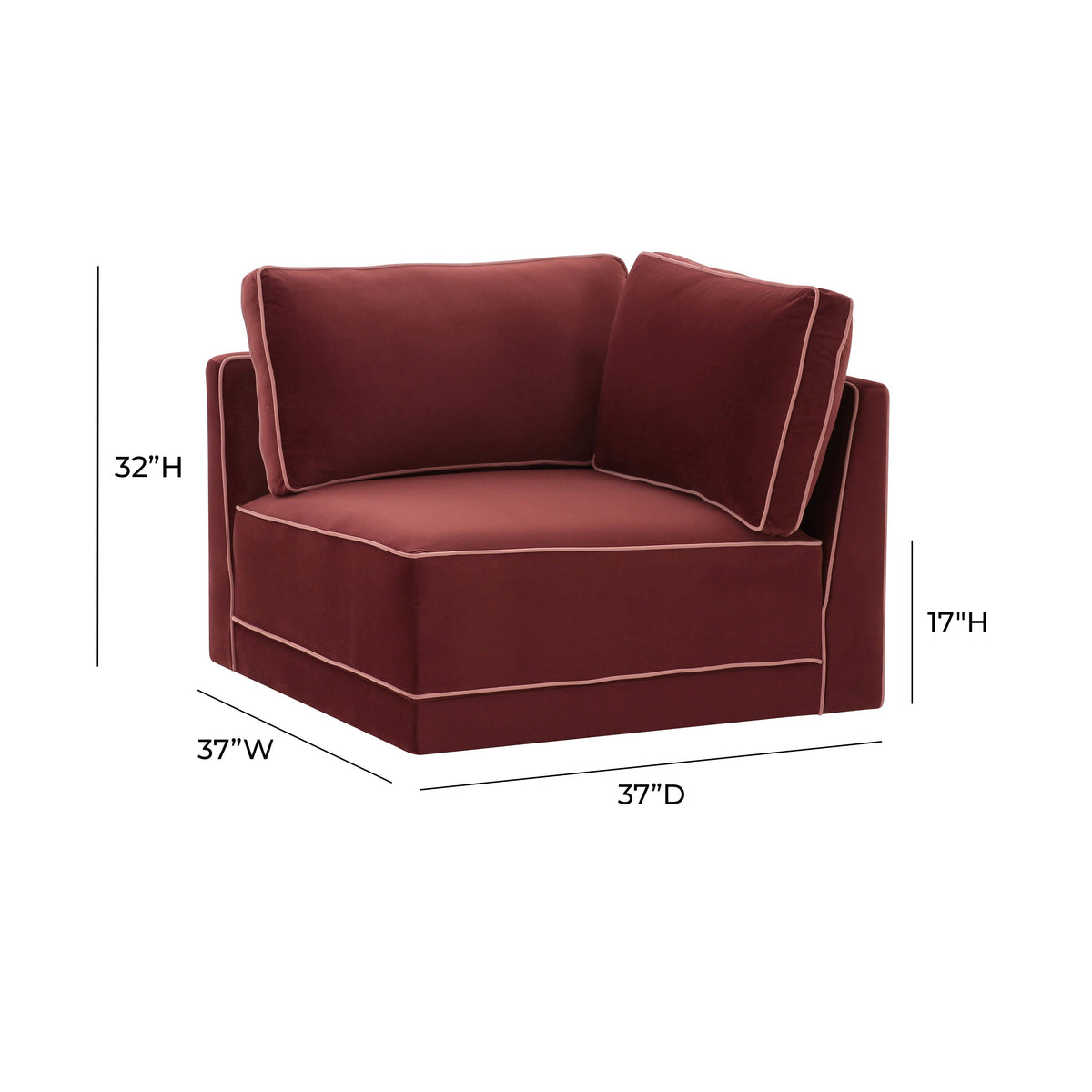 TOV Furniture Willow Red Performance Velvet Modular Corner Chair