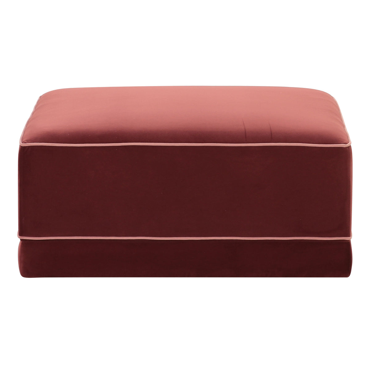TOV Furniture Willow Performance Velvet Modular Ottoman in red velvet, primary product view
