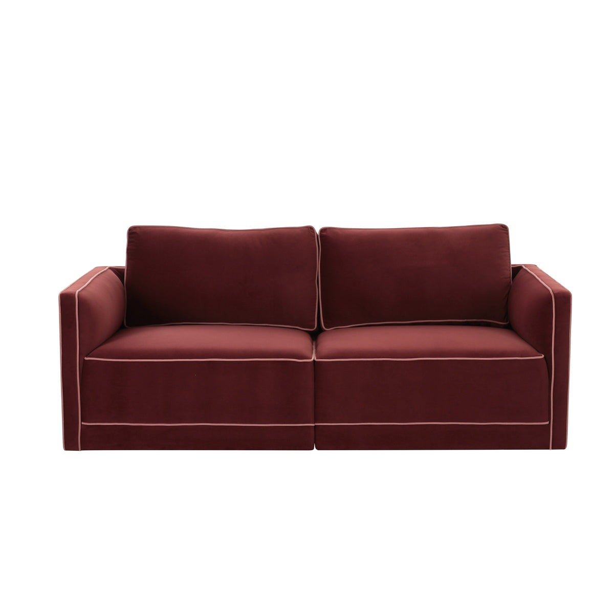 TOV Furniture Willow 74" Performance Velvet Modular Loveseat in red performance velvet, primary product view