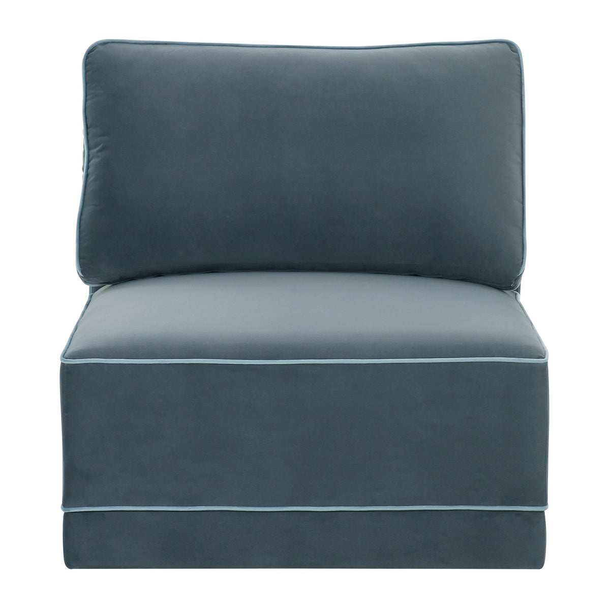 TOV Furniture Willow Performance Velvet Modular Armless Chair in blue velvet, primary product view