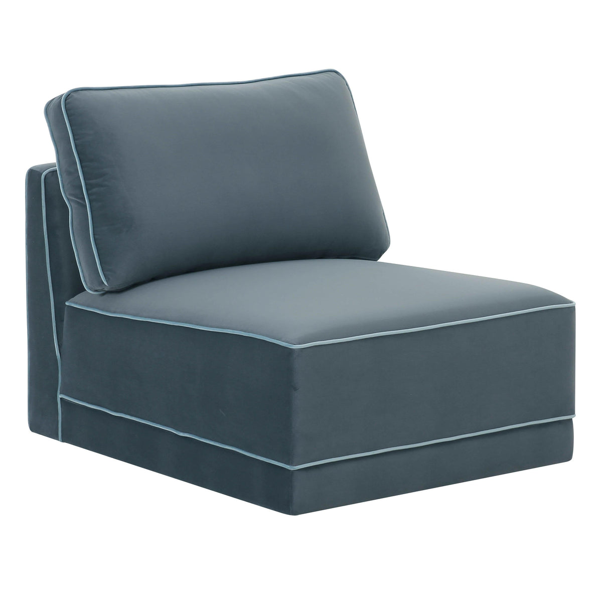 TOV Furniture Willow Blue Performance Velvet Modular Armless Chair