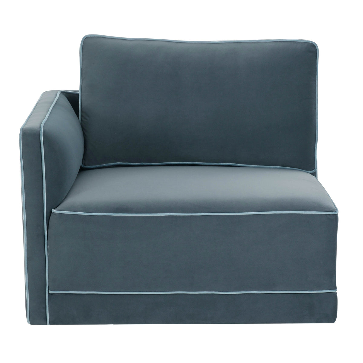 TOV Furniture Willow Performance Velvet Modular LAF Corner Chair in blue performance velvet, primary product view