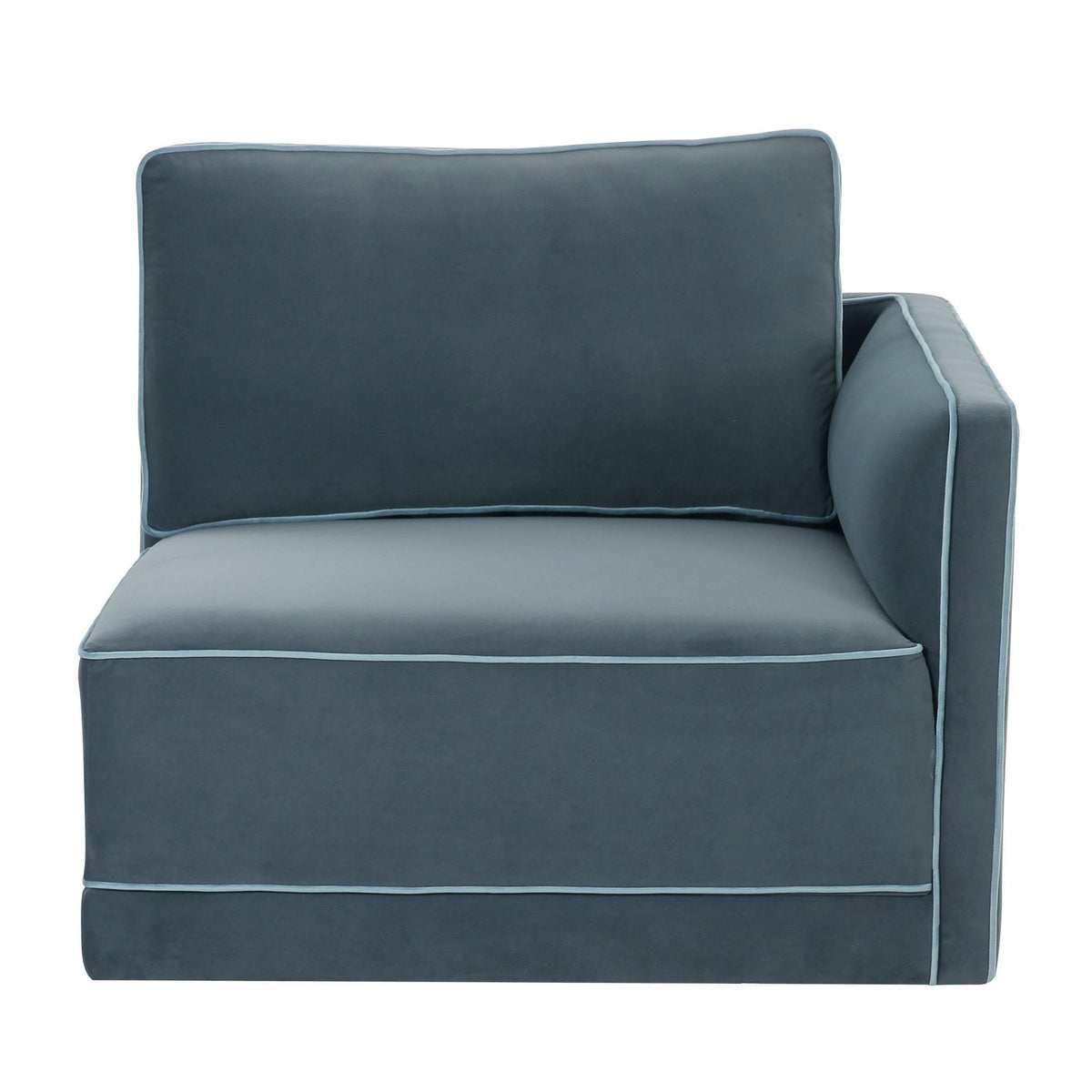 TOV Furniture Willow Performance Velvet Modular RAF Corner Chair in blue performance velvet, primary product view