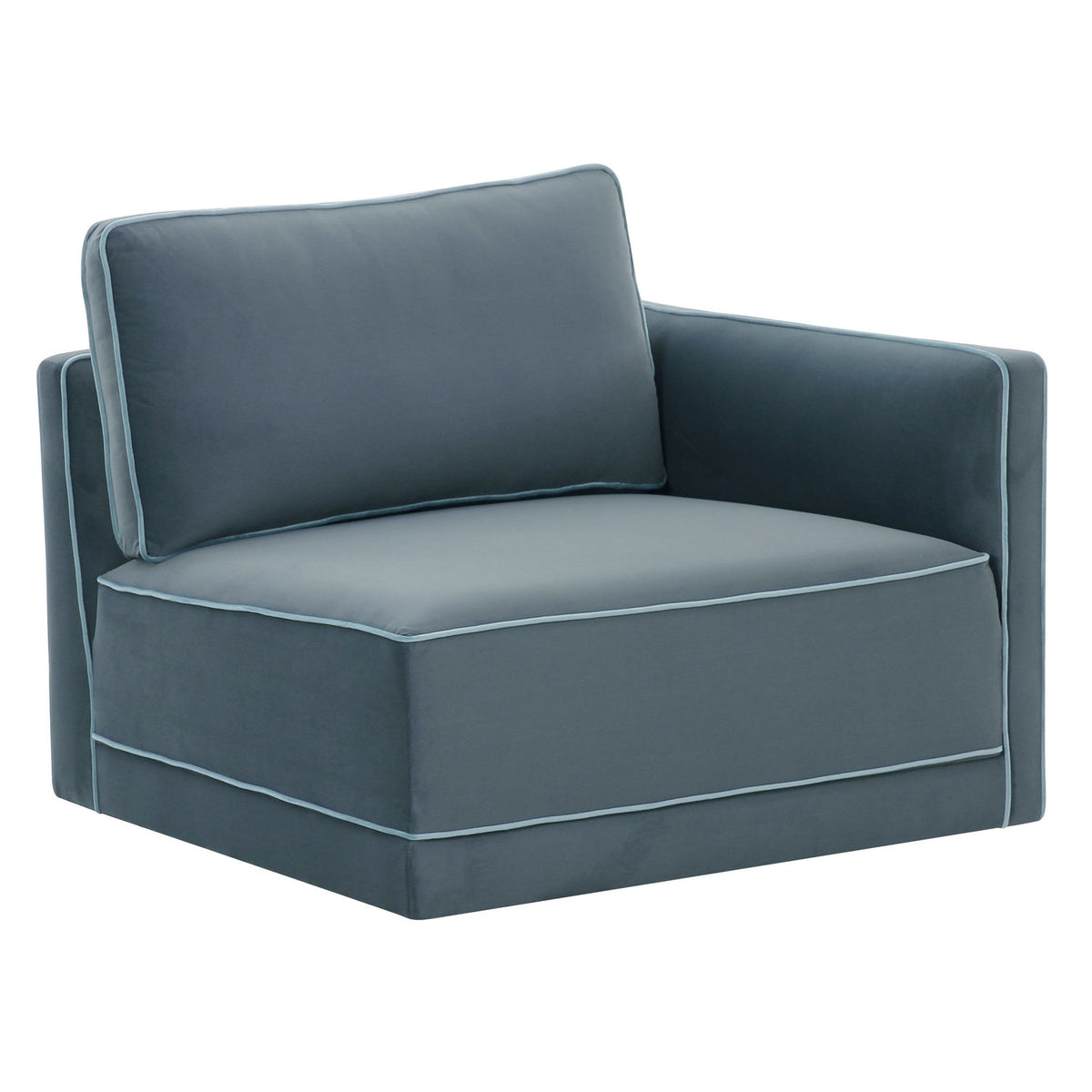 TOV Furniture Willow Blue Performance Velvet Modular RAF Corner Chair