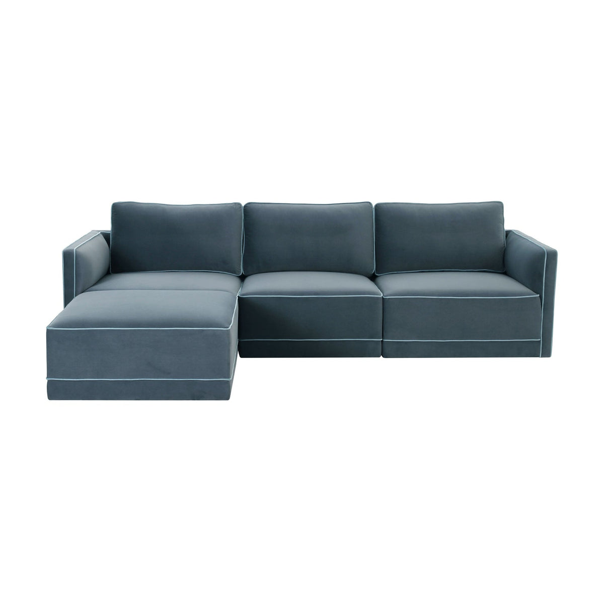 TOV Furniture Willow Blue Performance Velvet Modular 4-Piece Sectional Sofa
