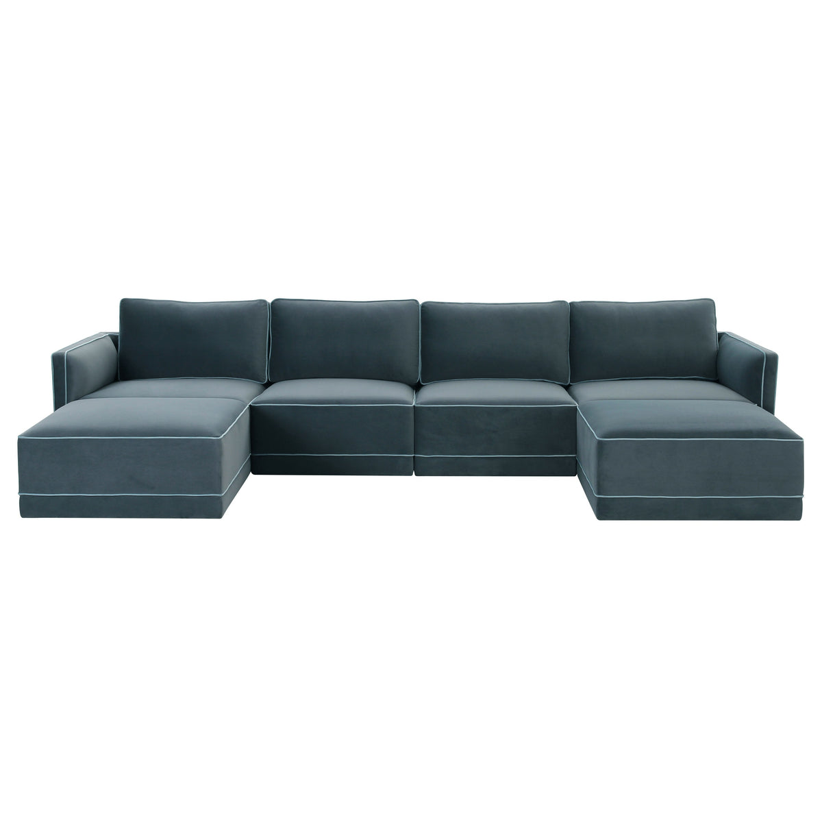 TOV Furniture Willow 6-Piece Performance Velvet Modular U Sectional in misty blue, primary product view