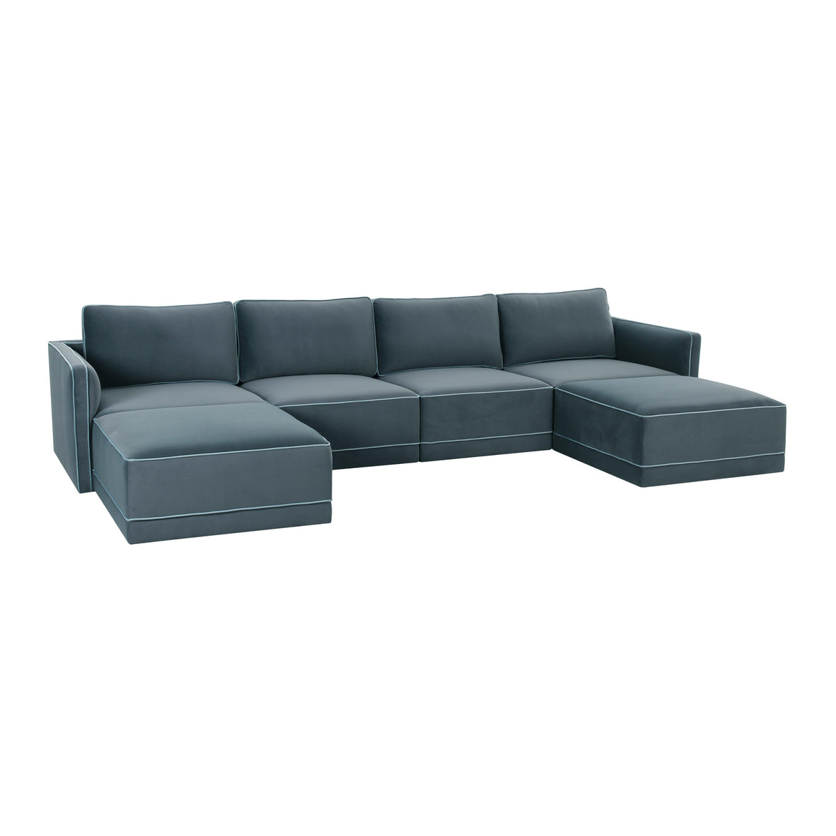 TOV Furniture Willow Blue Performance Velvet Modular 6-Piece U Sectional Sofa