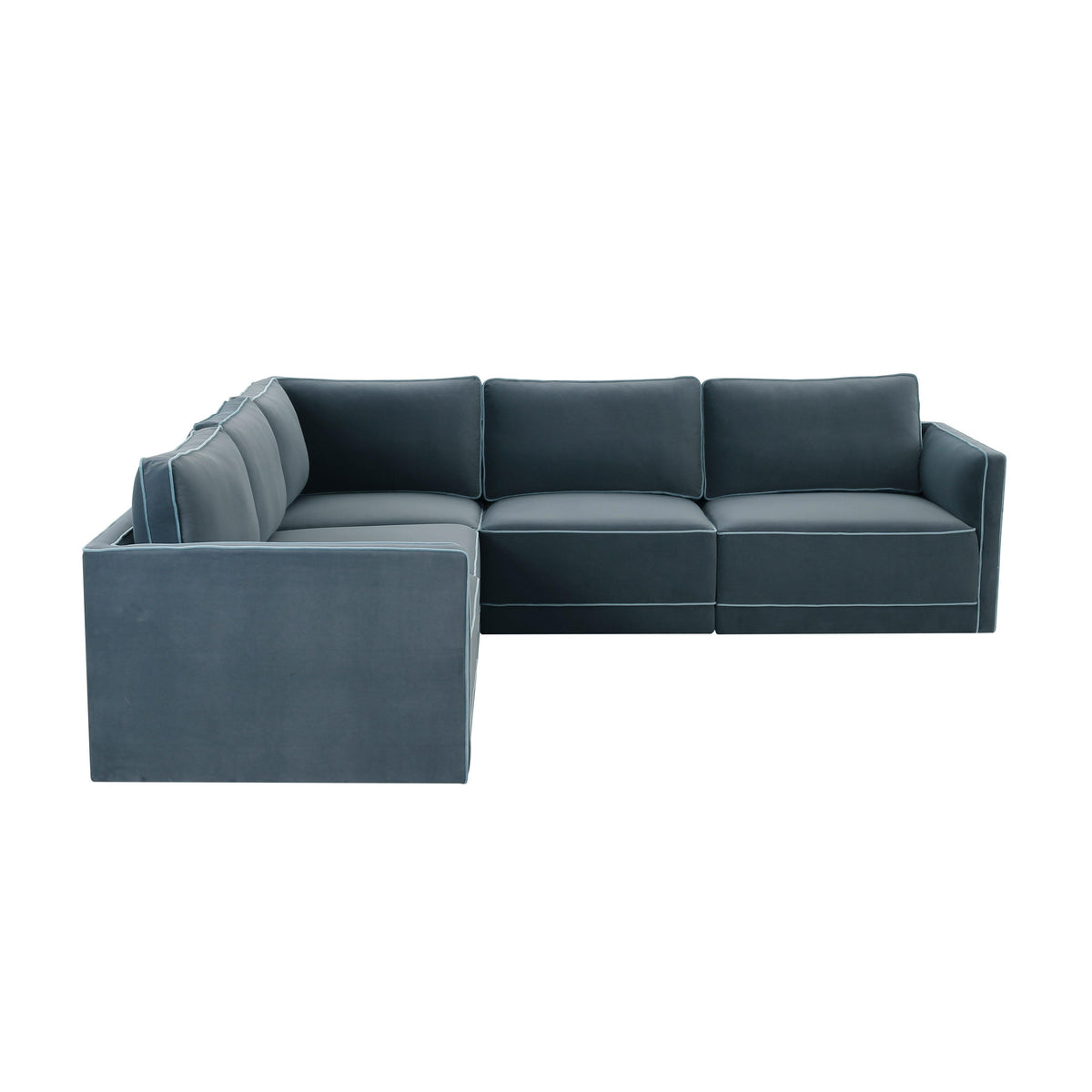 TOV Furniture Willow Blue Performance Velvet Modular 5-Piece L Sectional Sofa