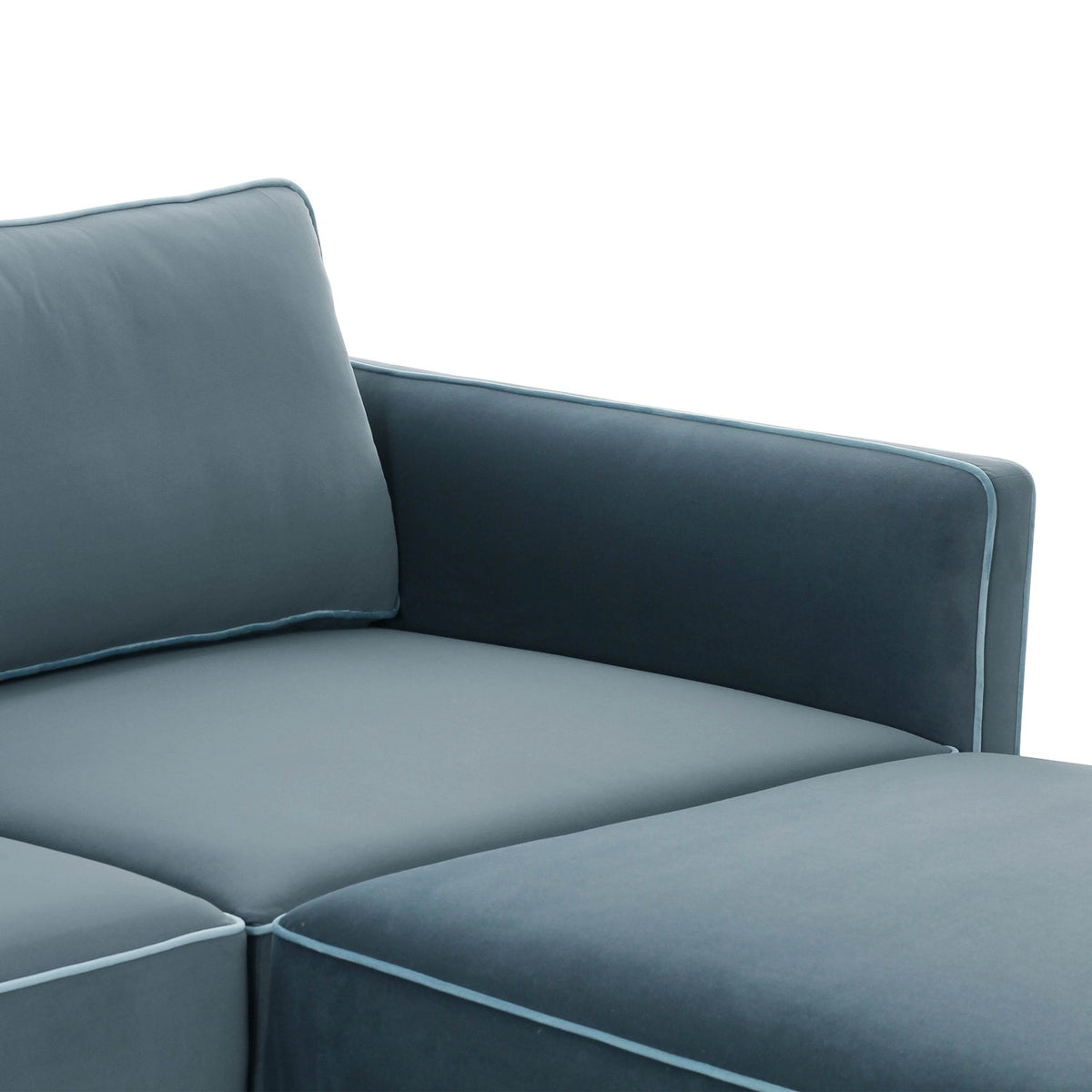TOV Furniture Willow Blue Performance Velvet Modular Right Facing 5-Piece Sectional Sofa