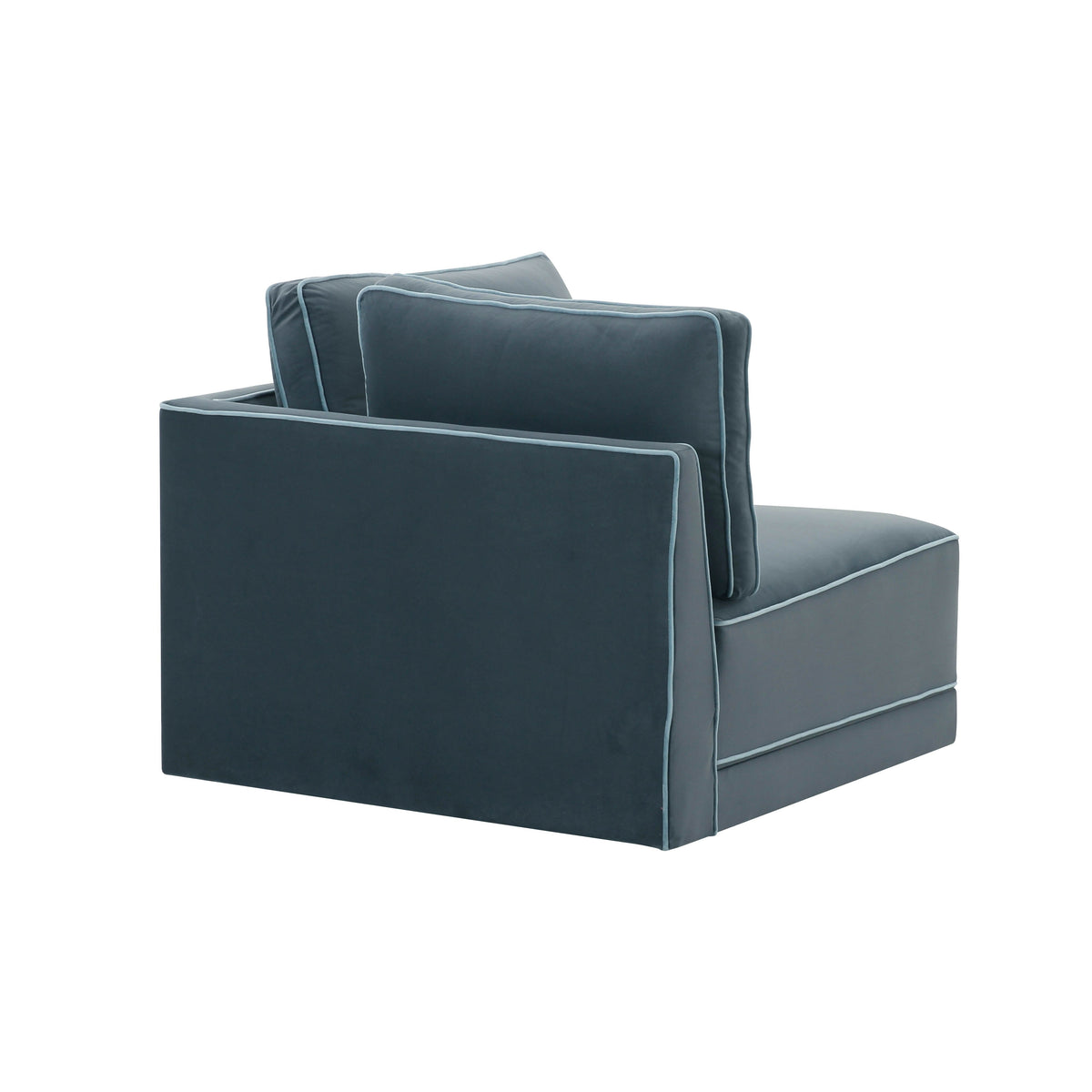 TOV Furniture Willow Performance Velvet Modular Corner Chair in blue performance velvet, primary product view